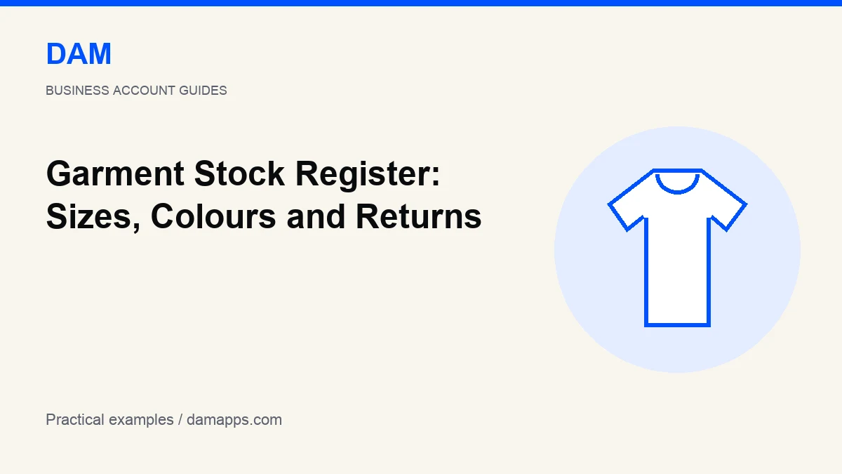 Garment Stock Register: Sizes, Colours and Returns
