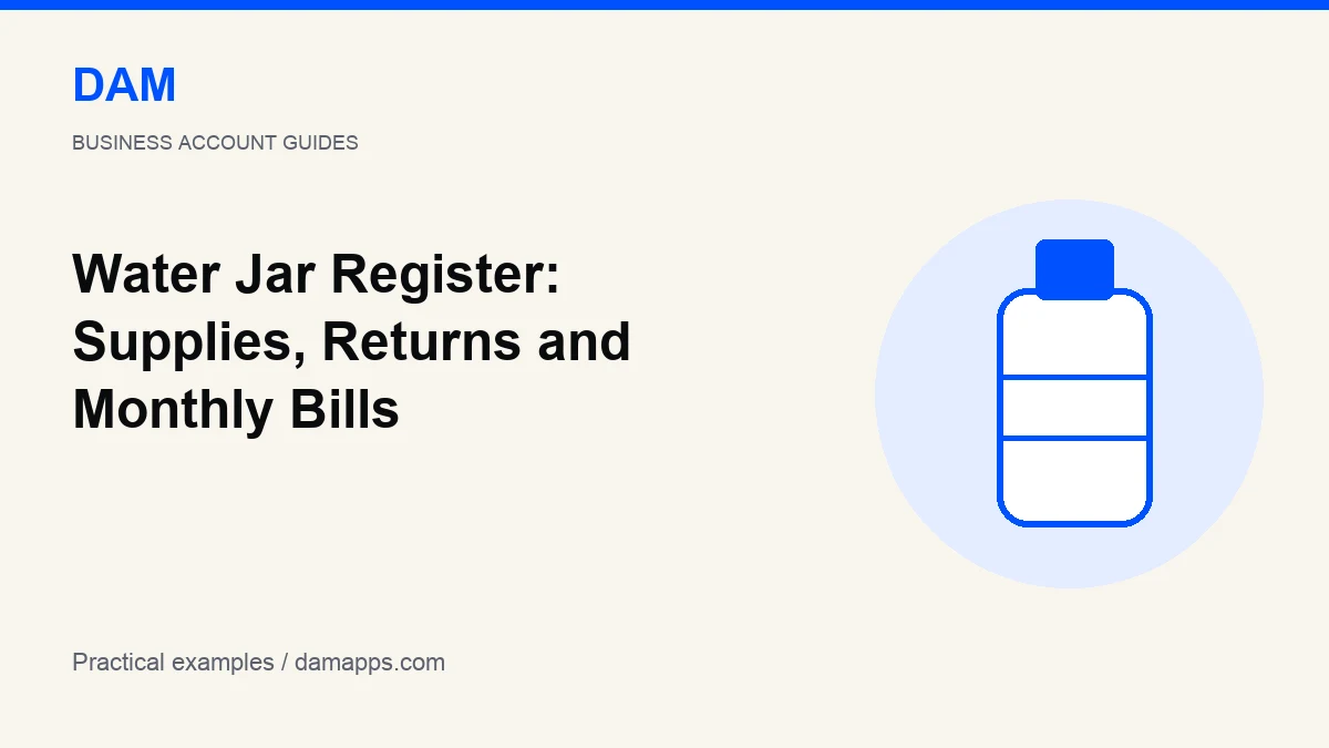 Water Jar Register: Supplies, Returns and Monthly Bills